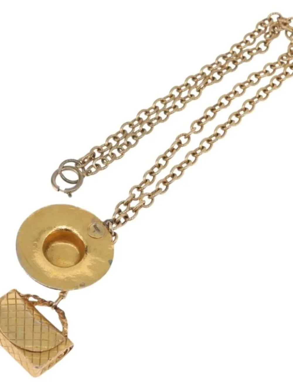 CHANEL Necklace Metal Gold Tone CC Auth bs35422A
